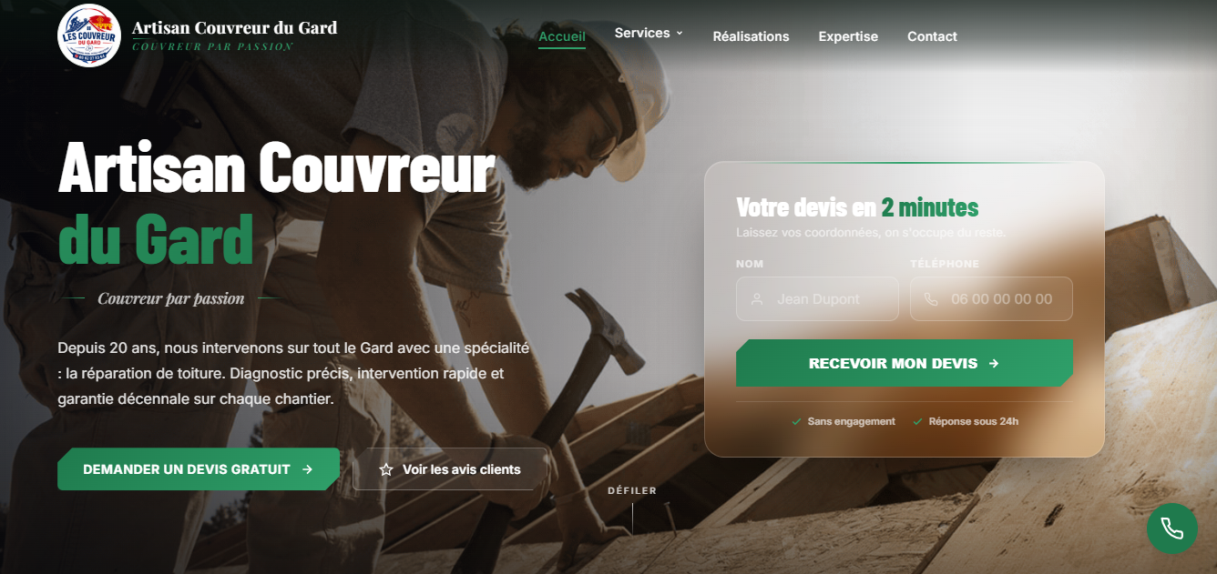 Site web Artisan Couvreur Du Gard