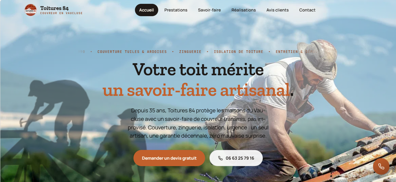 Site web Toiture 84